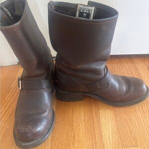 Frye Dark Brown Leather Moto Boots